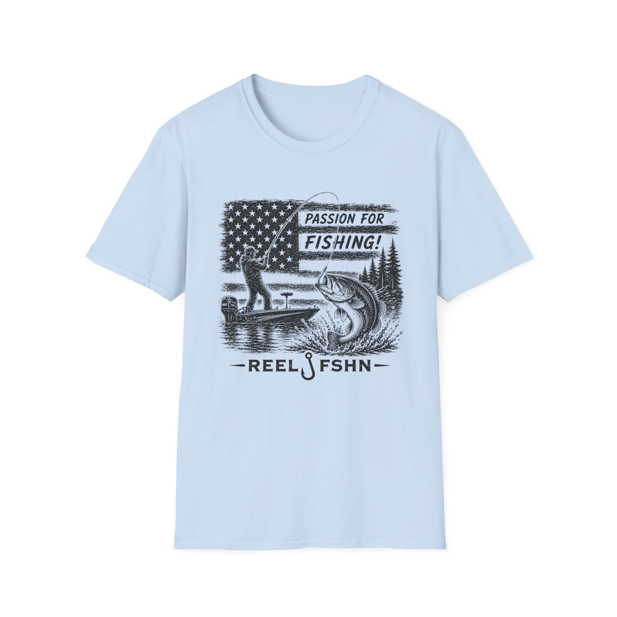 Passion For Fishing Black Print T-Shirt