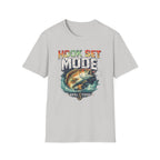 Light gray Comfort Colors t-shirt with "HOOK SET MODE" text and a bass jumping from water design.