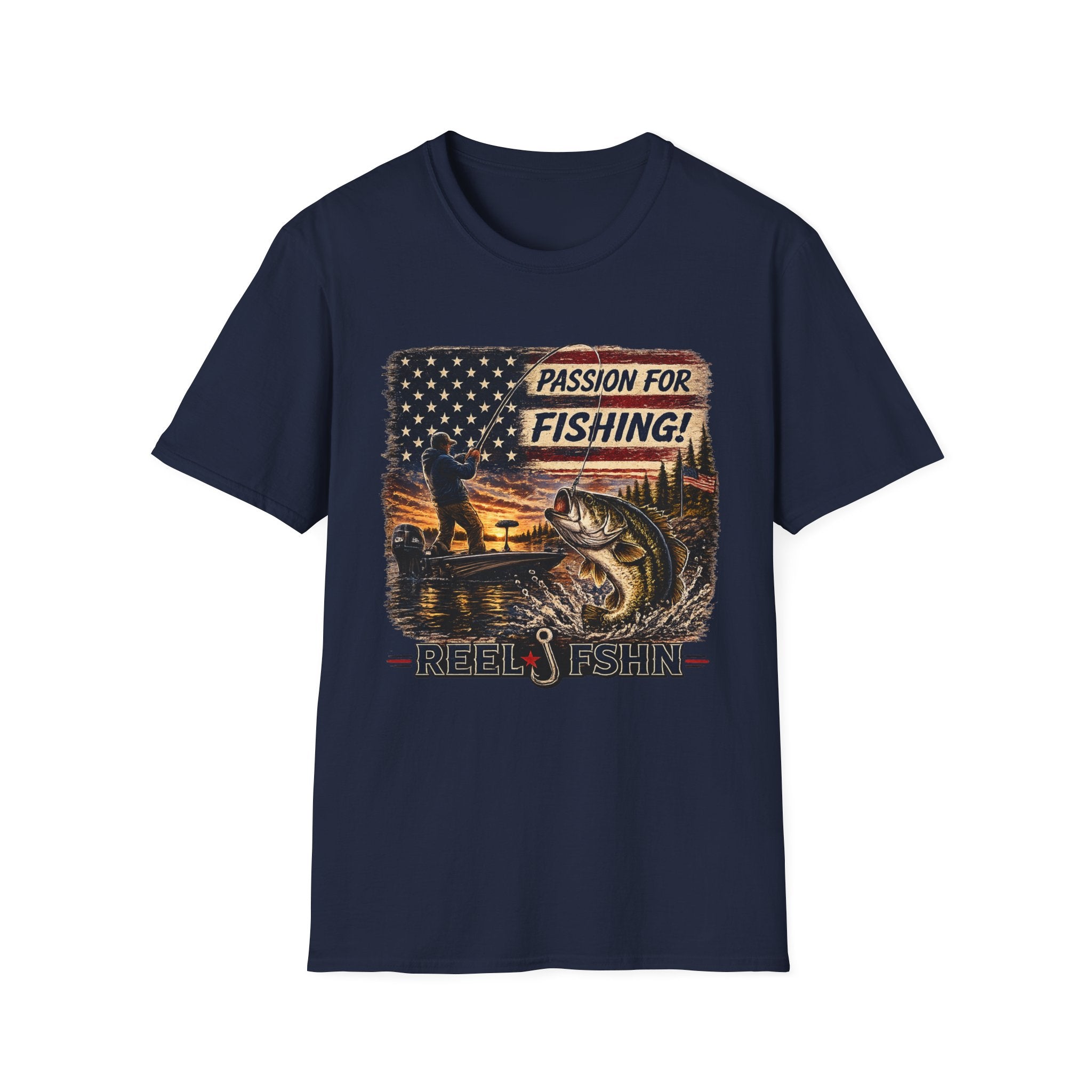 Passion For Fishing Colored Print T-Shirt