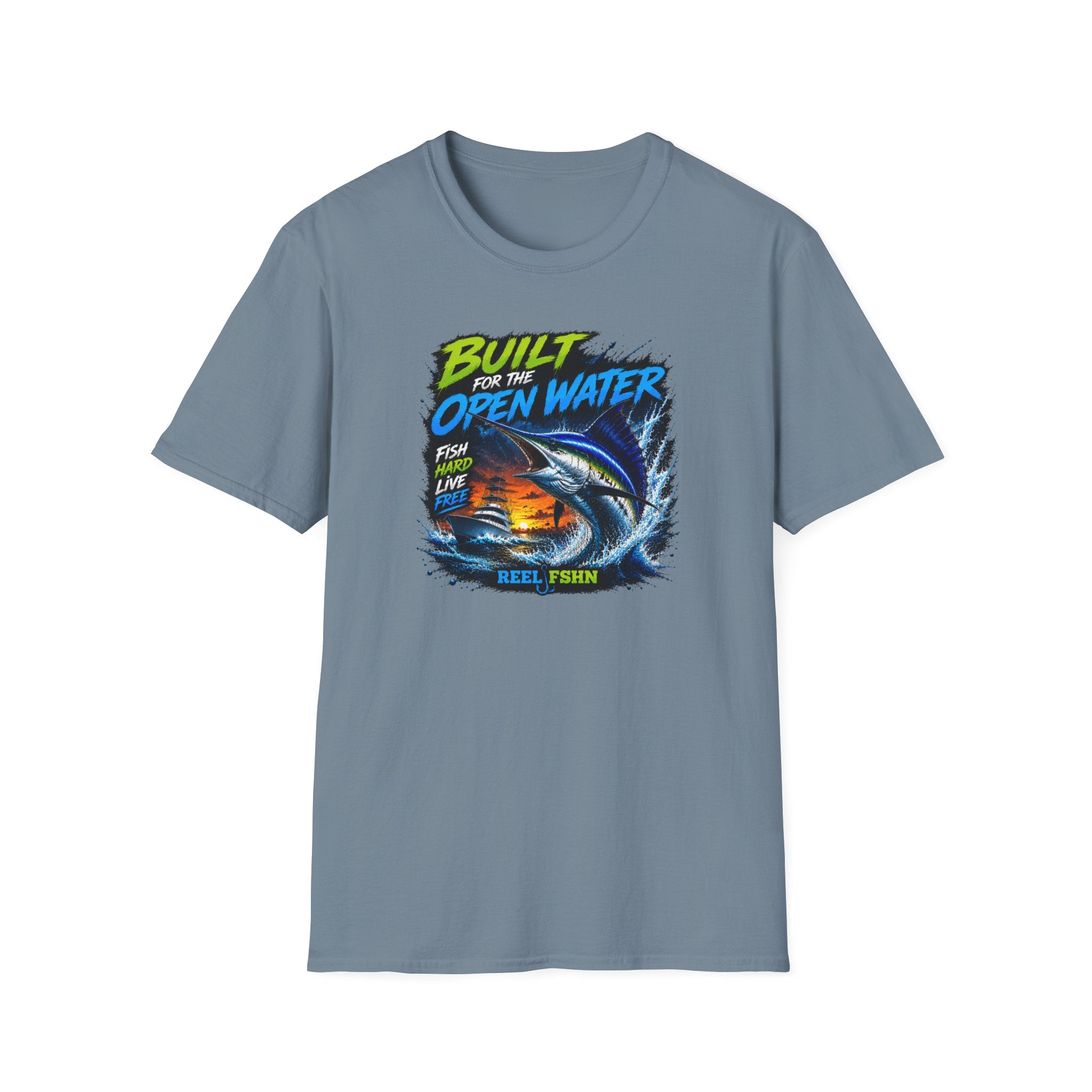 Built For The Open Water Fish Hard Live Free T-Shirt