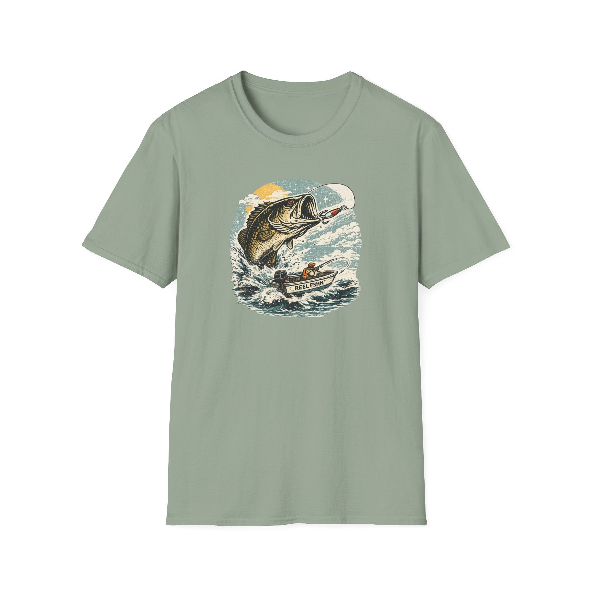 Bass Graphic with Boat T-Shirt