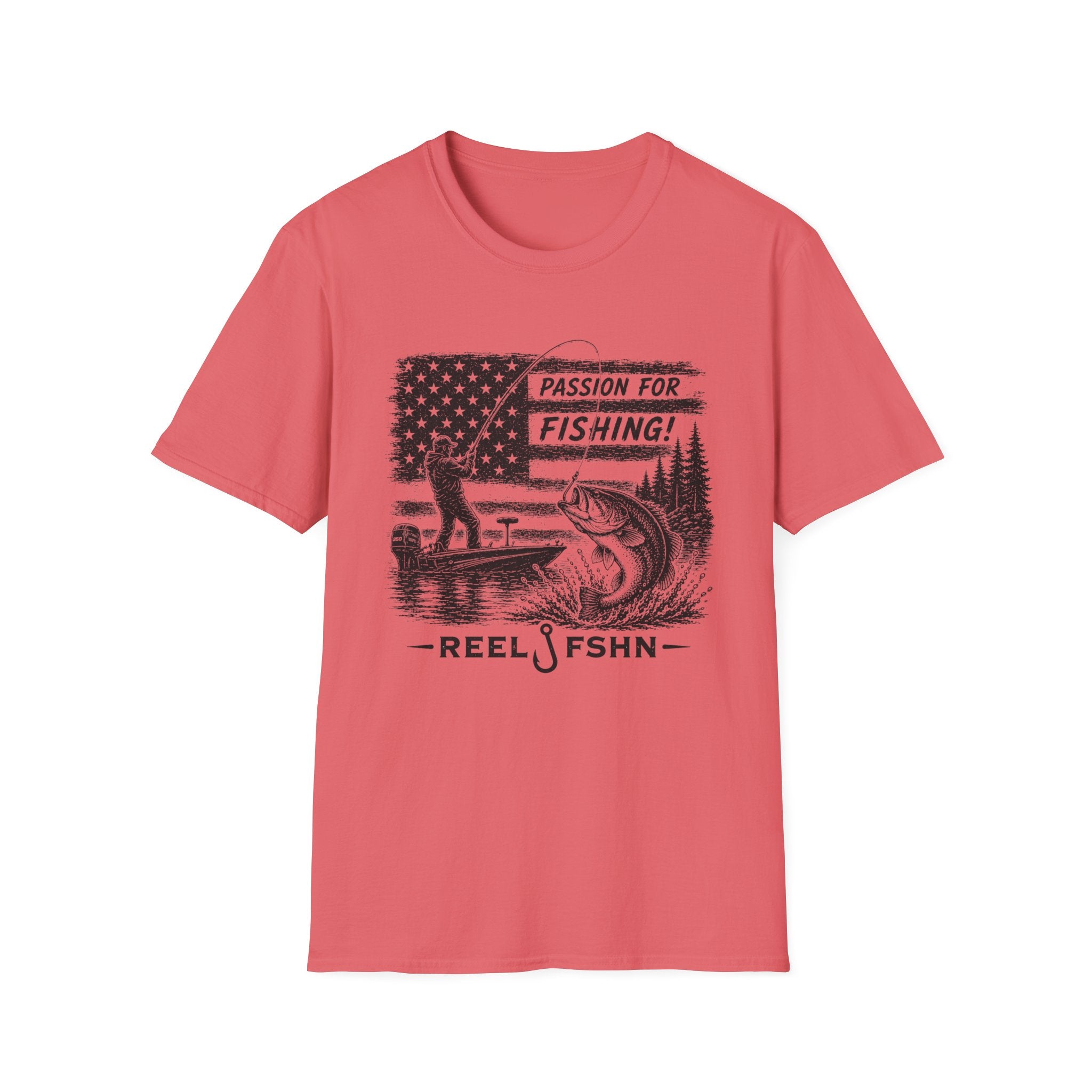 Passion For Fishing Black Print T-Shirt
