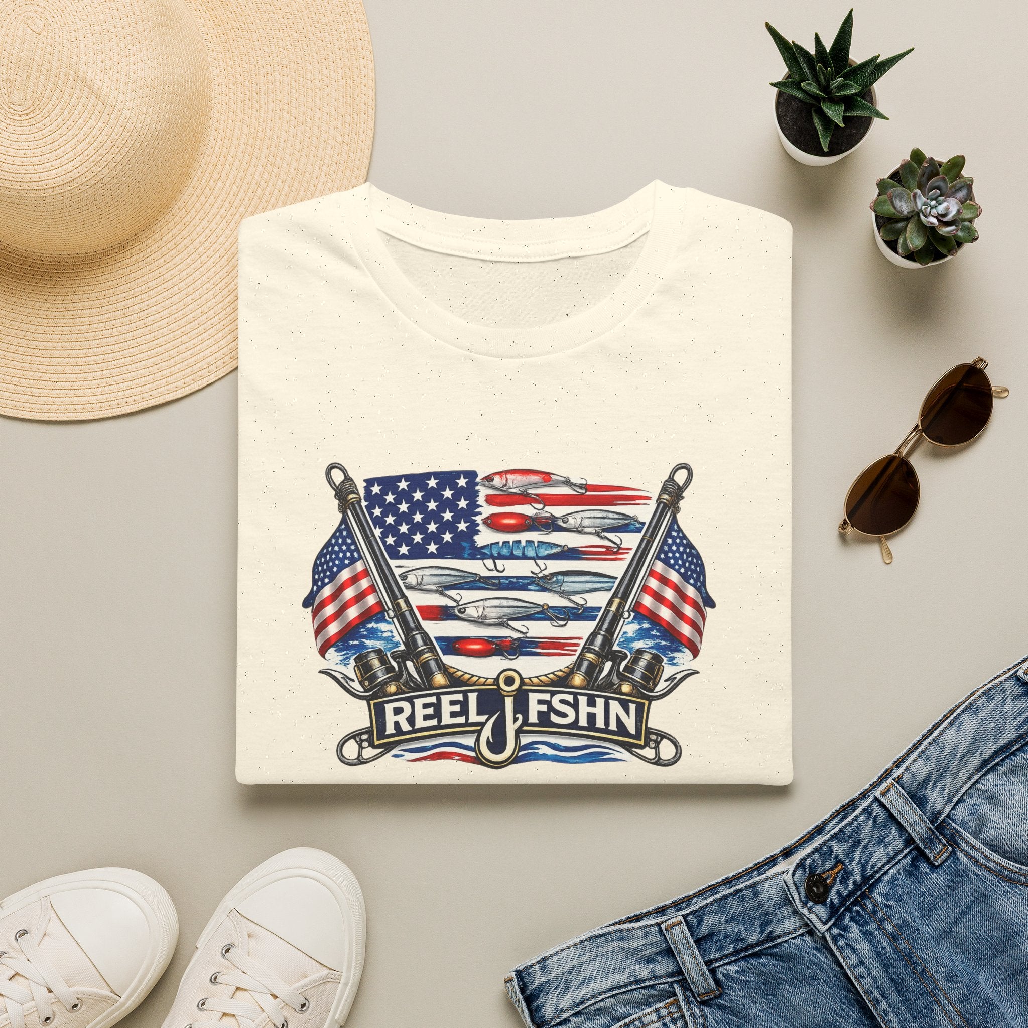 American Flag with Two Rods T-Shirt