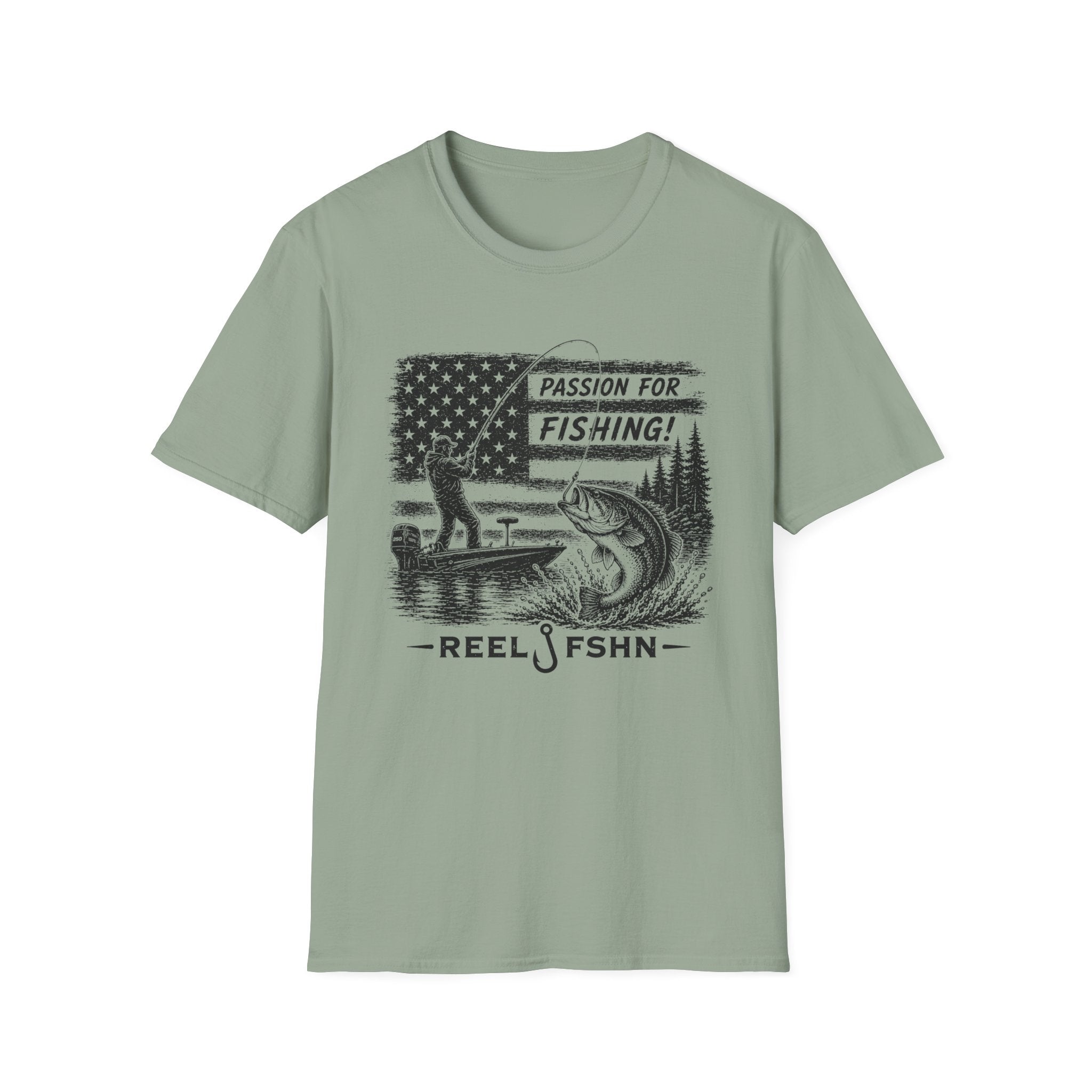 Passion For Fishing Black Print T-Shirt