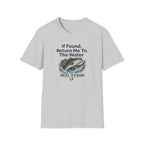 Light gray Comfort Colors cotton t-shirt with "If Found, Return Me To The Water" text and a jumping bass graphic.