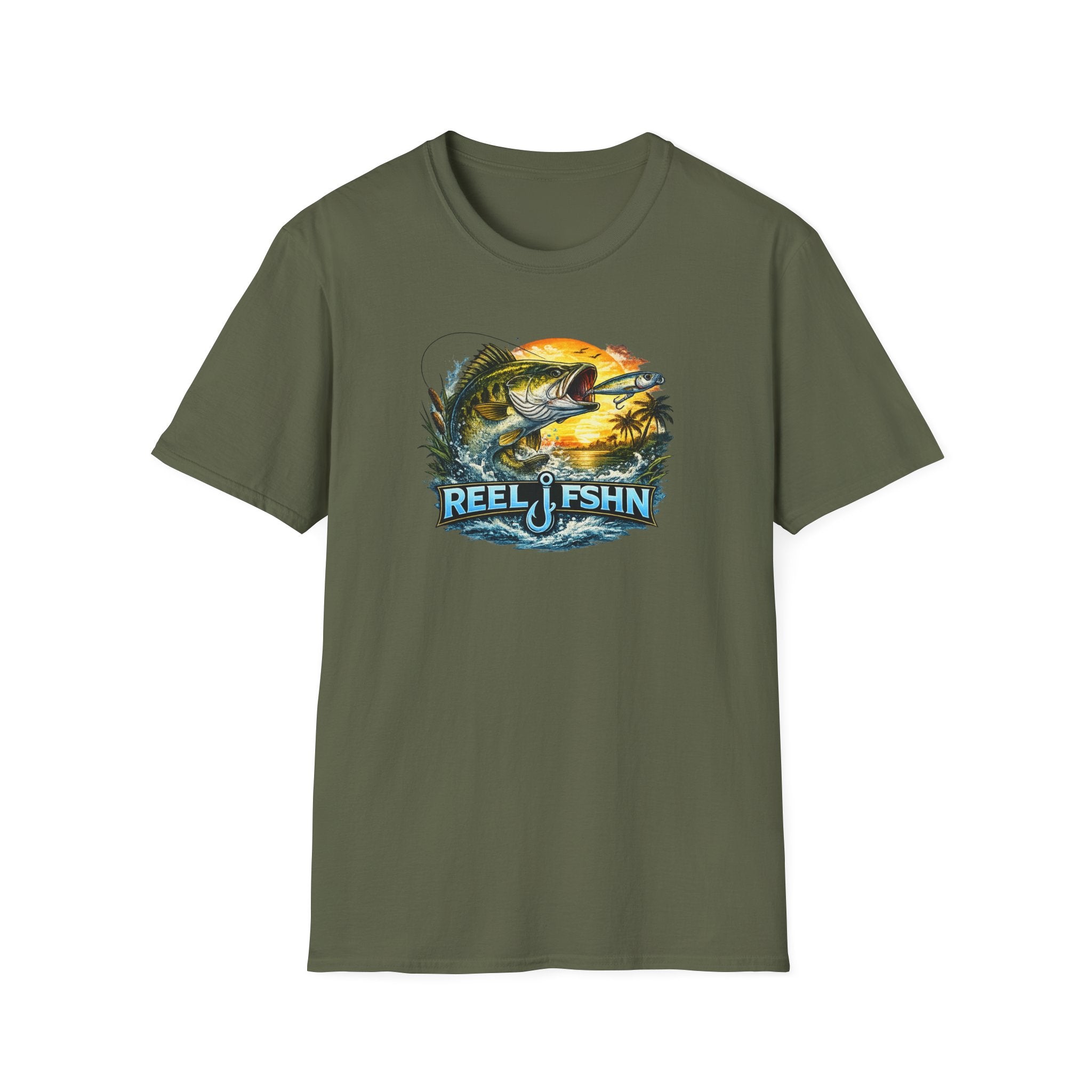 Bass with REEL FSHN Logo T-Shirt