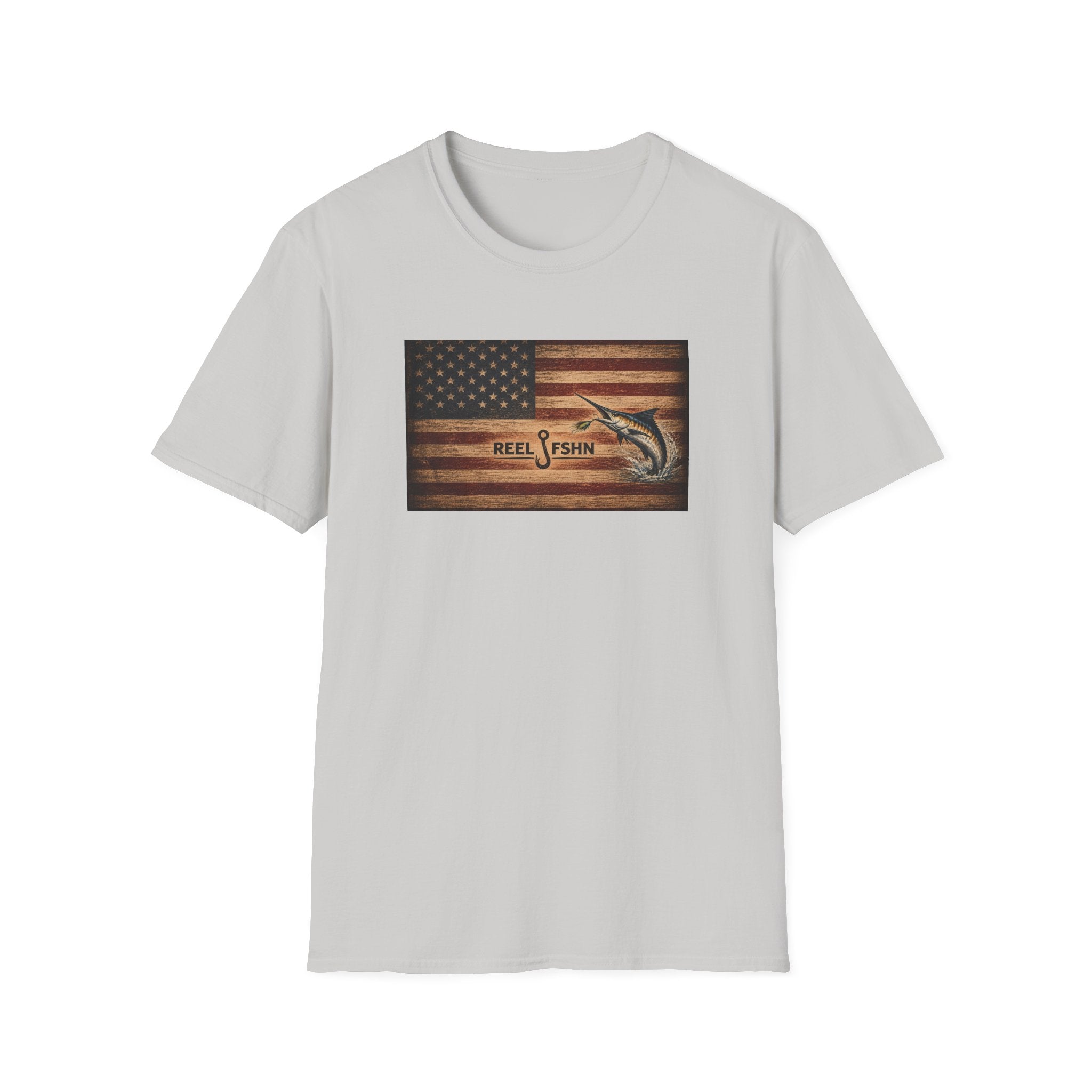 American Flag With Marlin T-Shirt