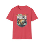 Red unisex Comfort Colors t-shirt with "HOOK SET MODE" text and a bass jumping from water graphic.