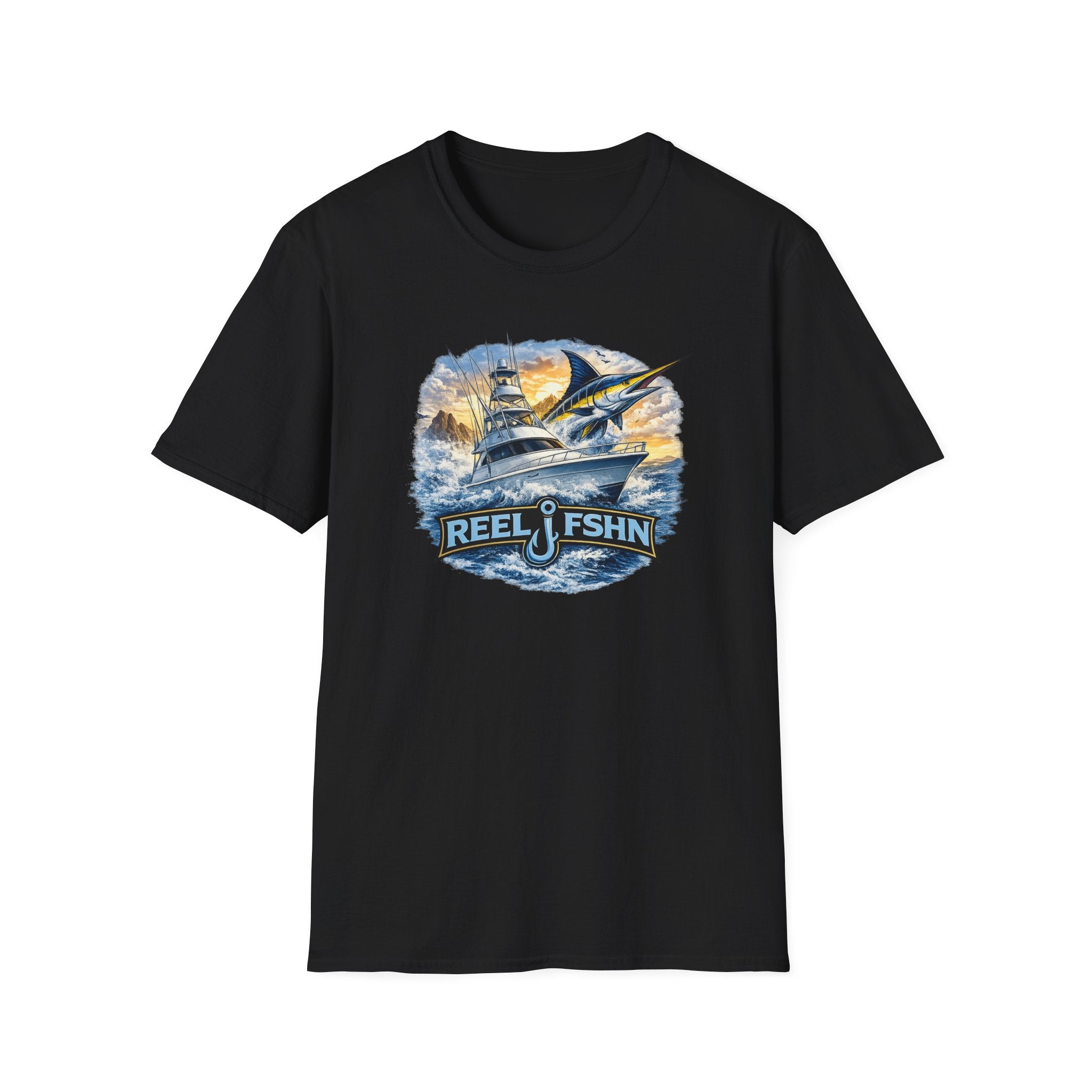 Fishing Boat with Marlin T-Shirt