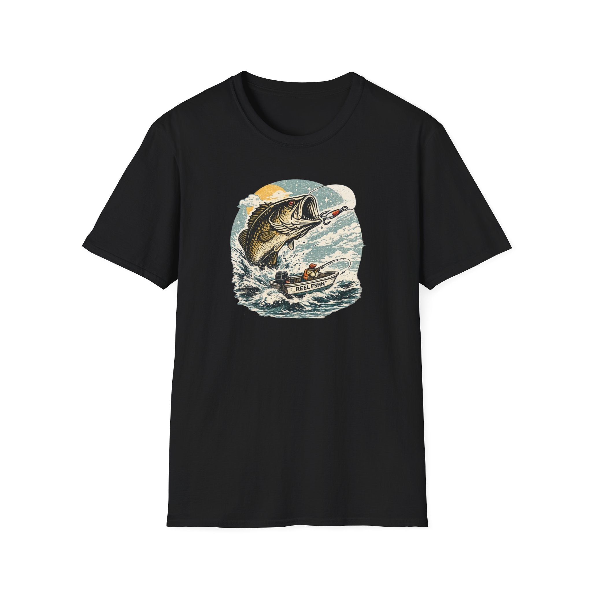 Bass Graphic with Boat T-Shirt