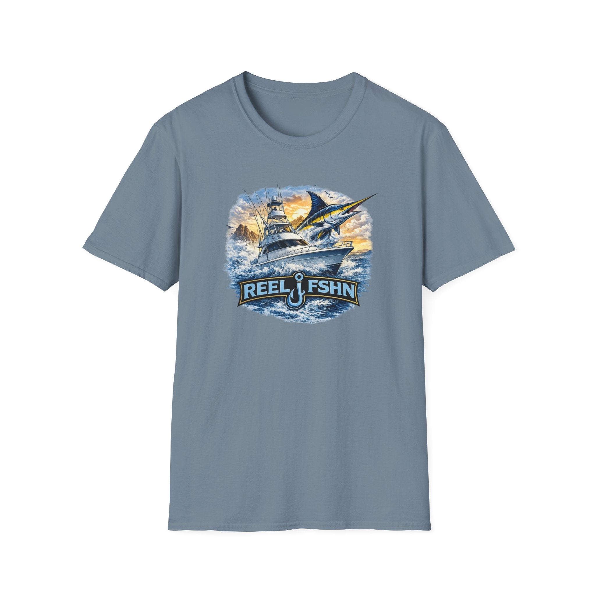 Fishing Boat with Marlin T-Shirt