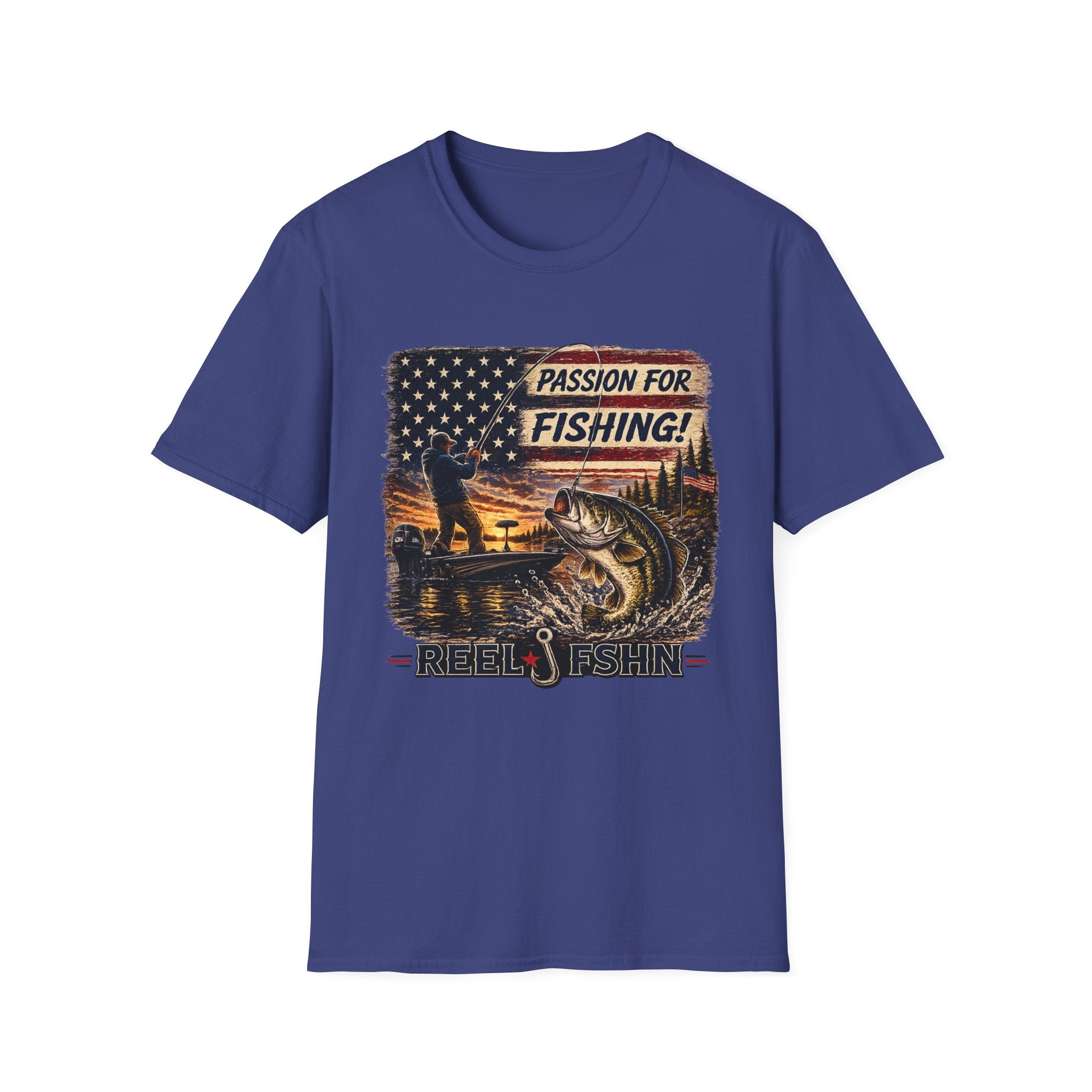 Passion For Fishing Colored Print T-Shirt