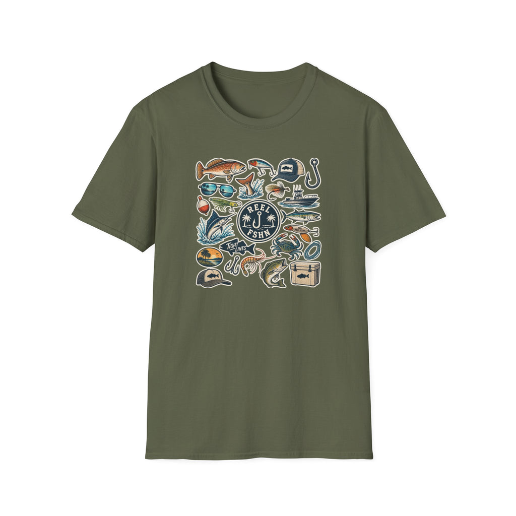 Tackle Box Sticker Sheet T-Shirt