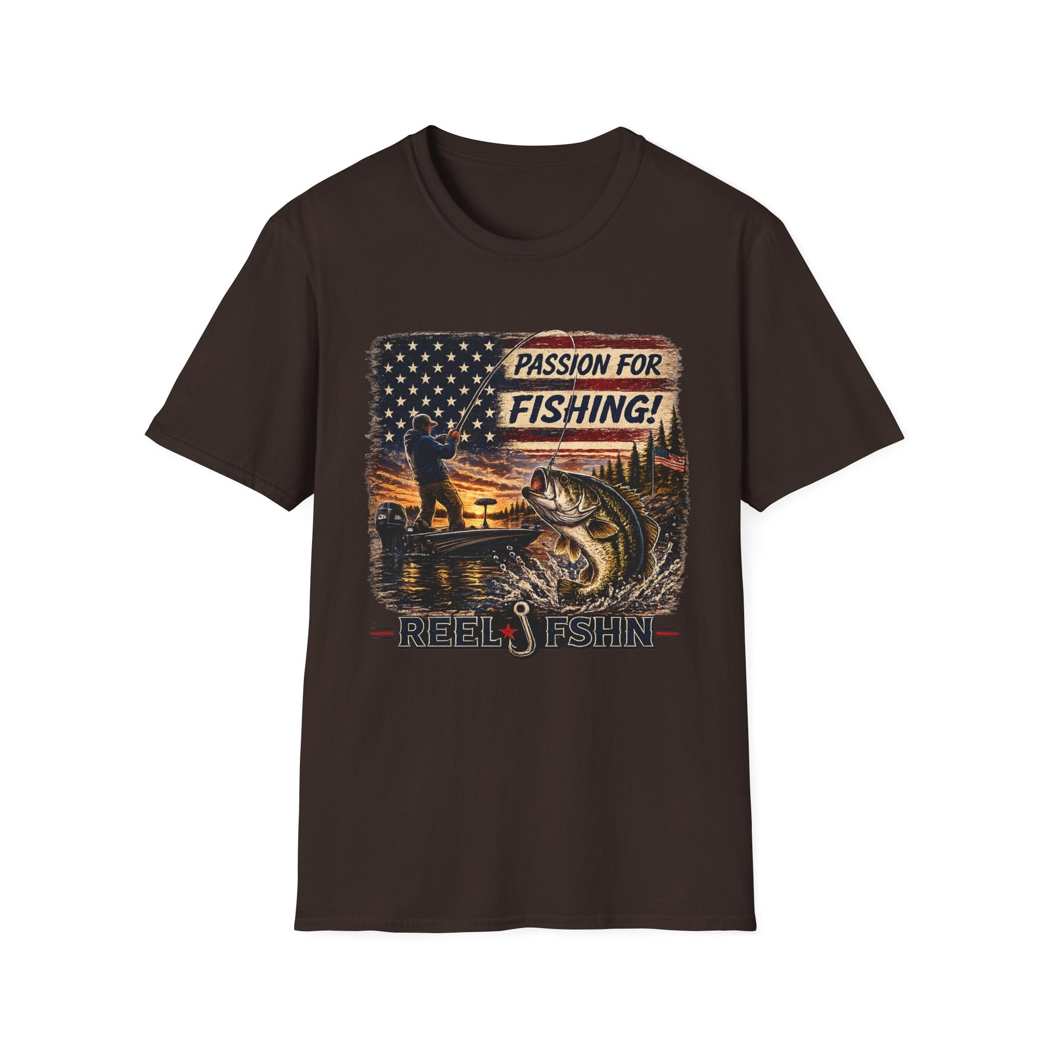 Passion For Fishing Colored Print T-Shirt