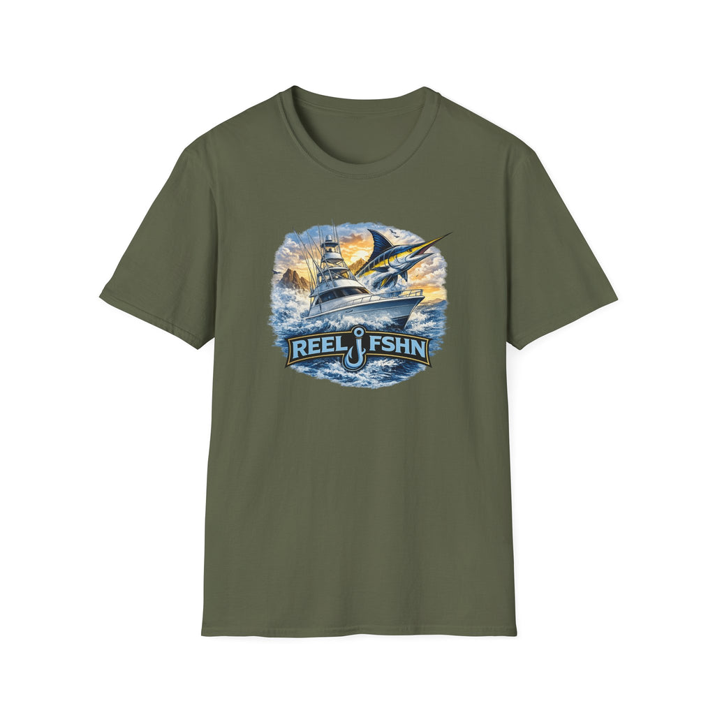 Fishing Boat with Marlin T-Shirt