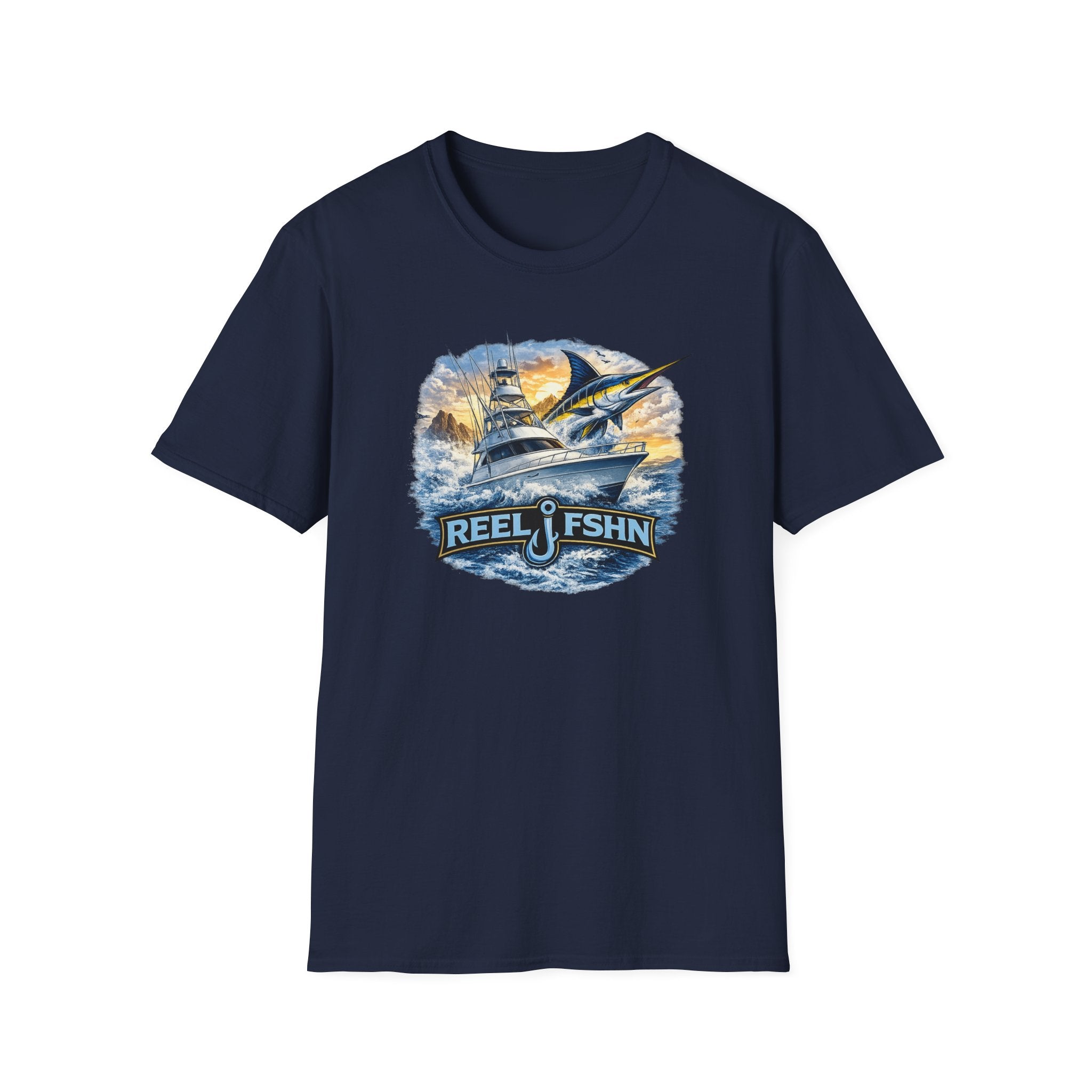 Fishing Boat with Marlin T-Shirt