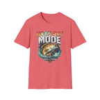 Coral Comfort Colors t-shirt with "HOOK SET MODE" text and a bass jumping from water design.