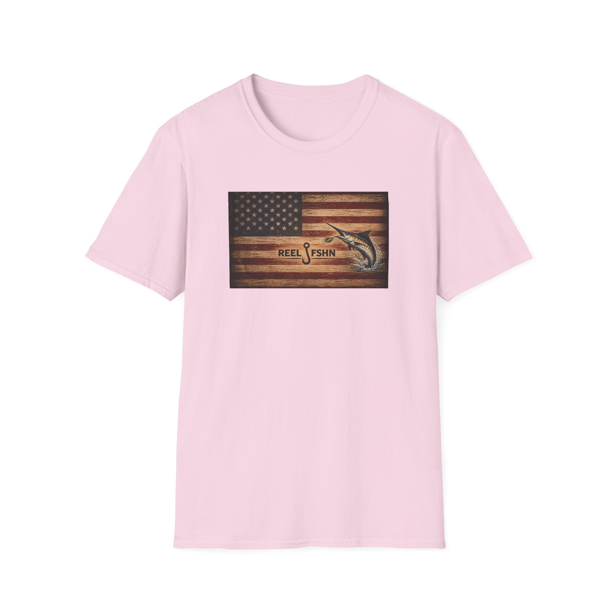 American Flag With Marlin T-Shirt