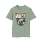 Unisex Comfort Colors sage green t-shirt with a vintage "Hook Set Mode" fishing graphic.