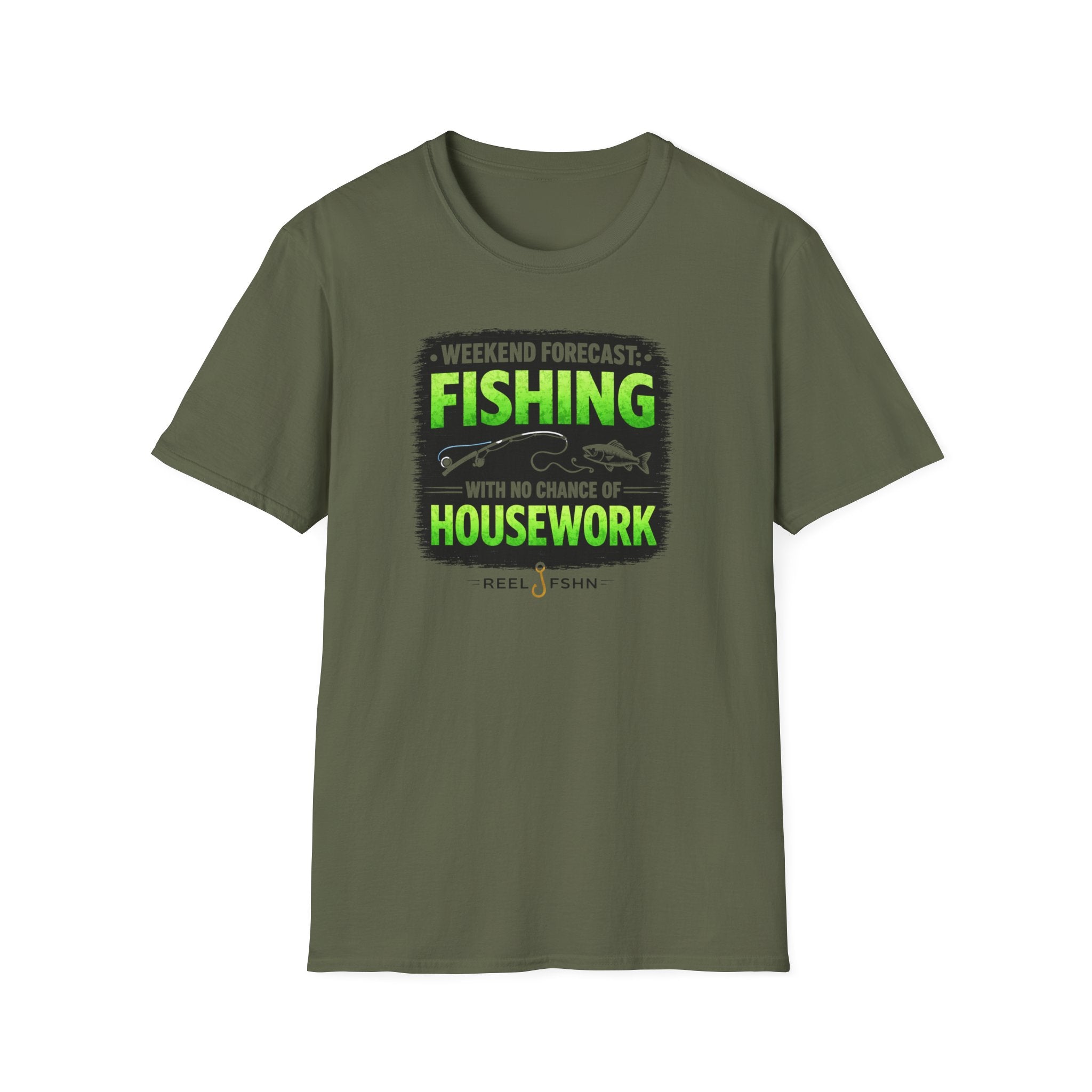 Weekend Forecast: Fishing with No Chance Of Housework T-Shirt