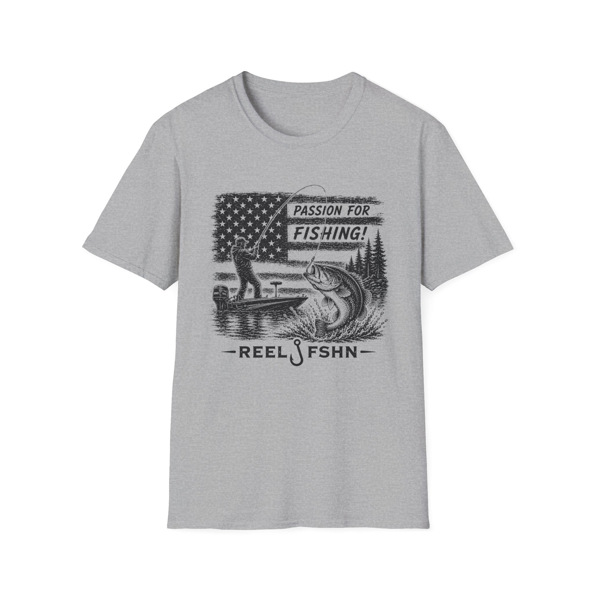 Passion For Fishing Black Print T-Shirt