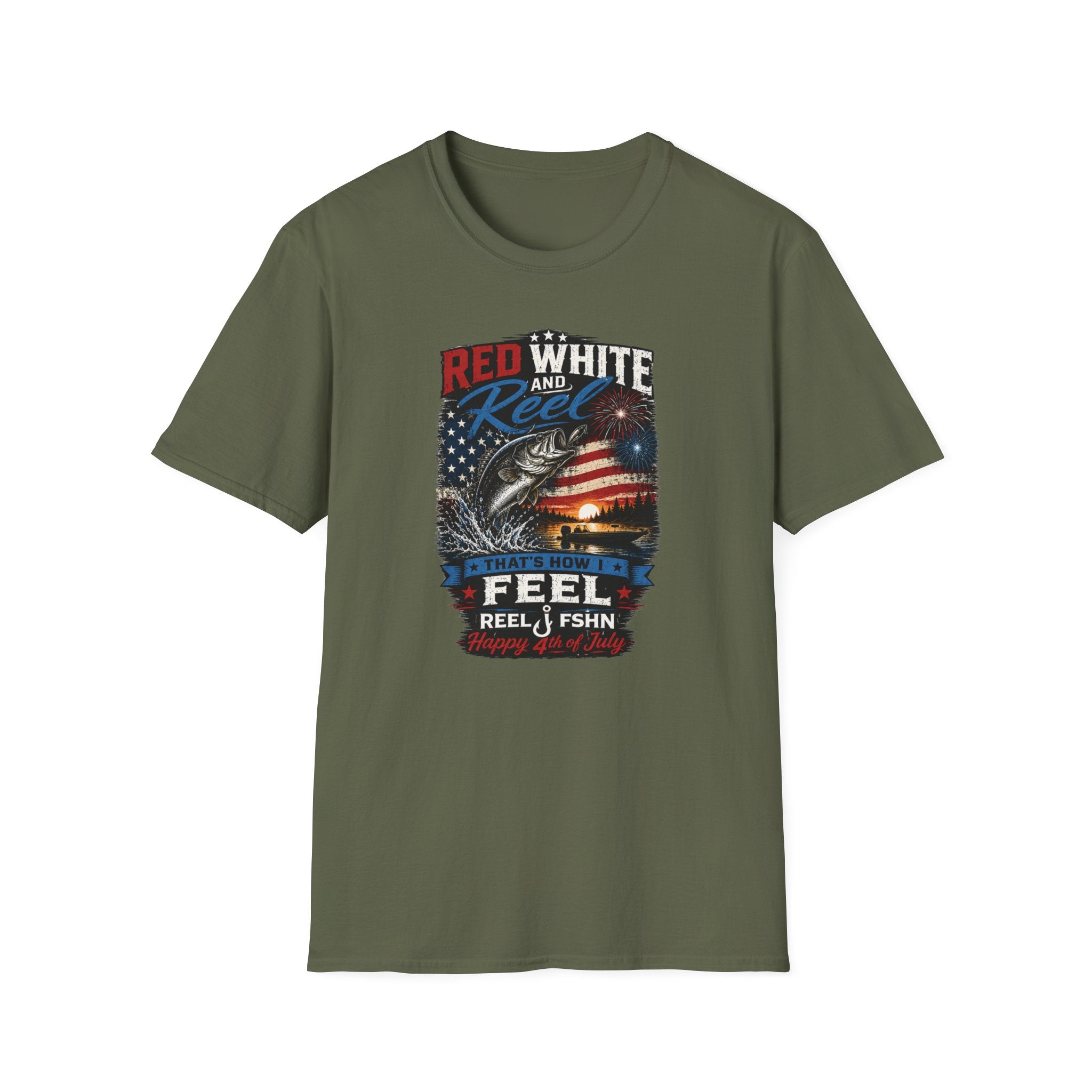 Red White & Reel That's How I Feel Happy 4th of July T-Shirt