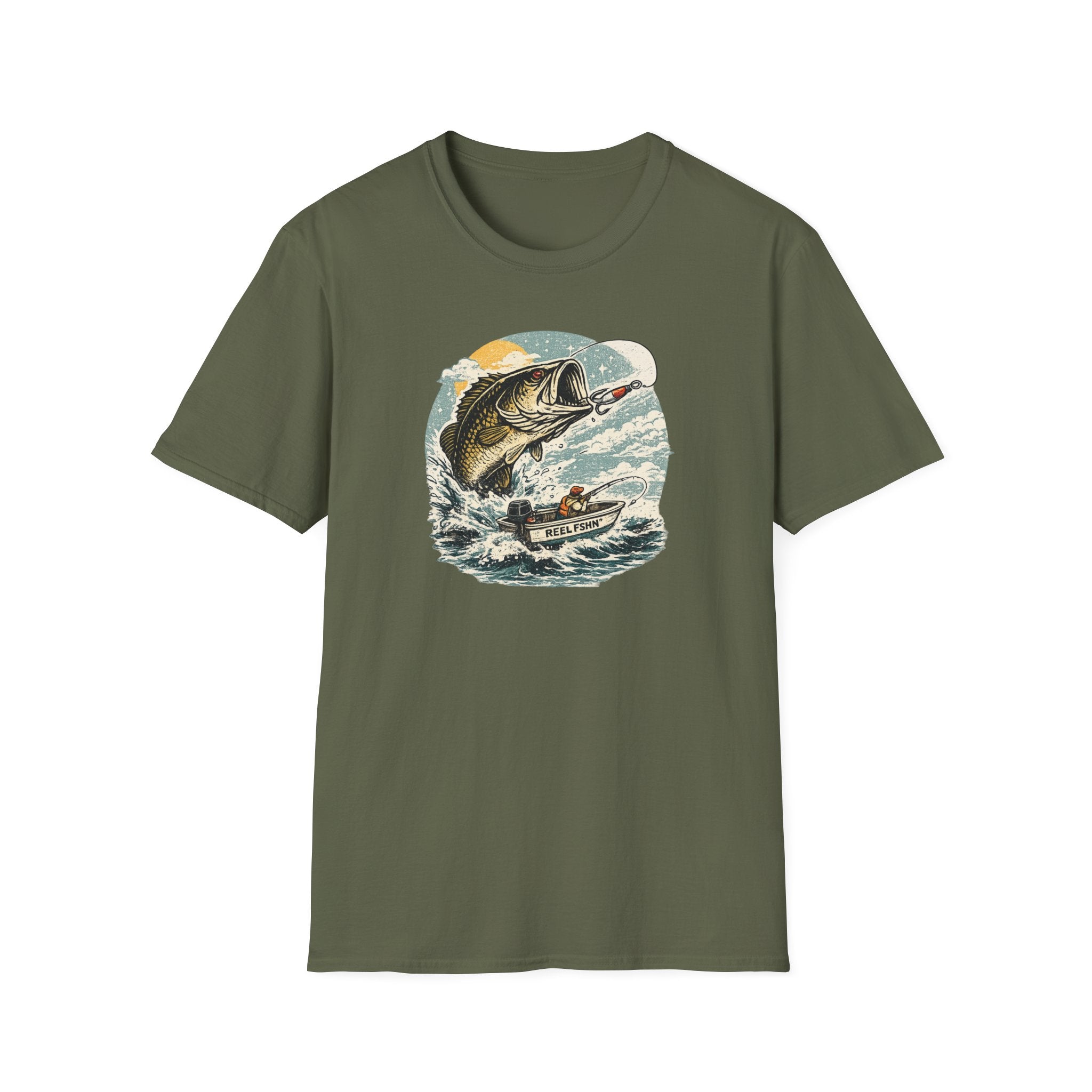 Bass Graphic with Boat T-Shirt