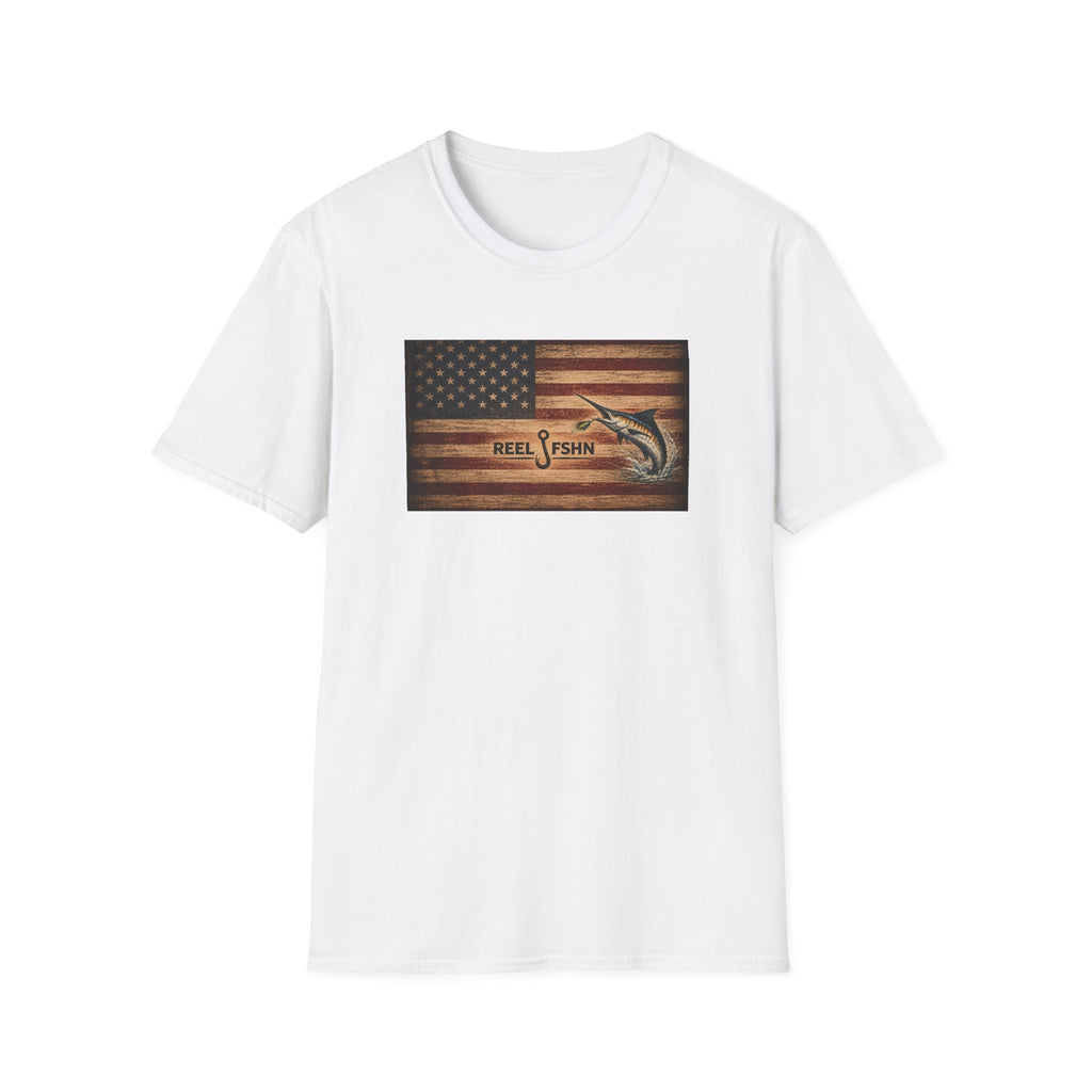 American Flag With Marlin T-Shirt