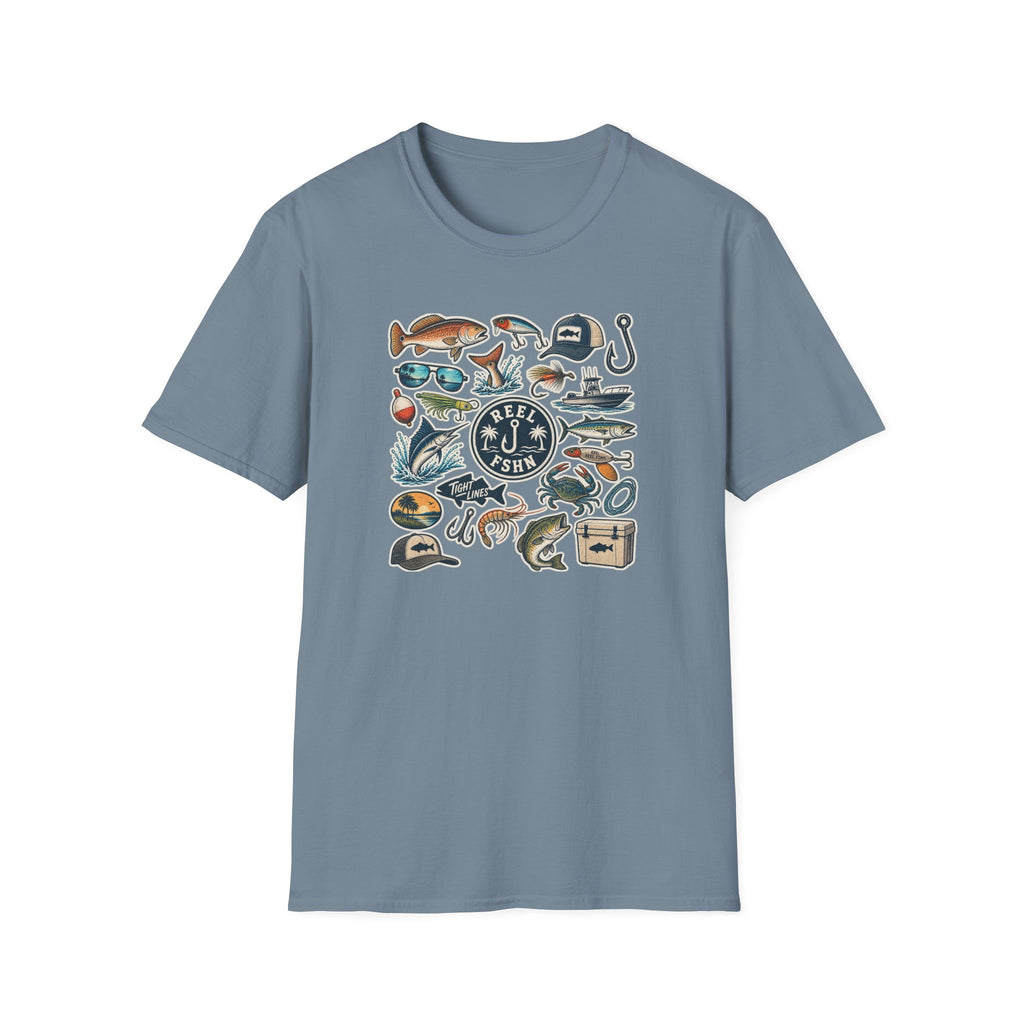 Tackle Box Sticker Sheet T-Shirt