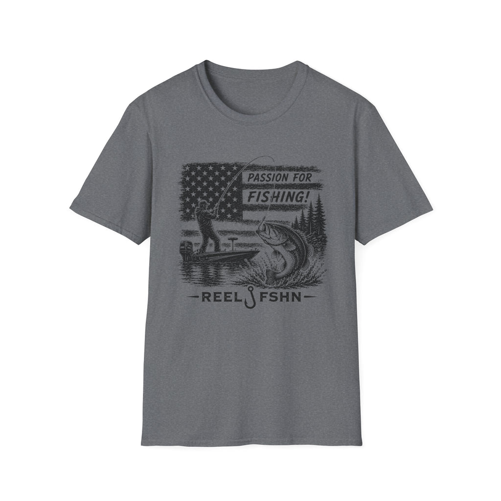 Passion For Fishing Black Print T-Shirt