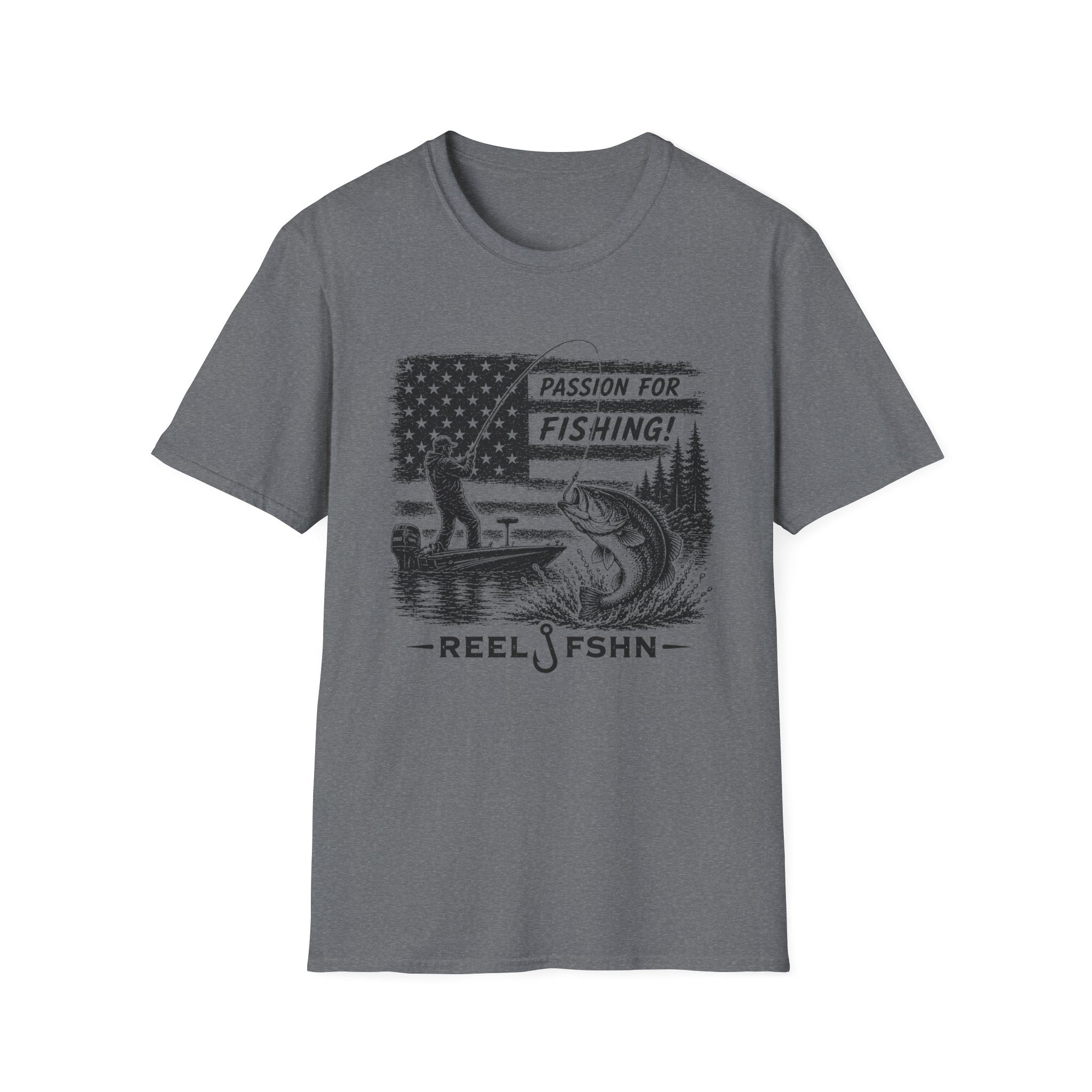 Passion For Fishing Black Print T-Shirt