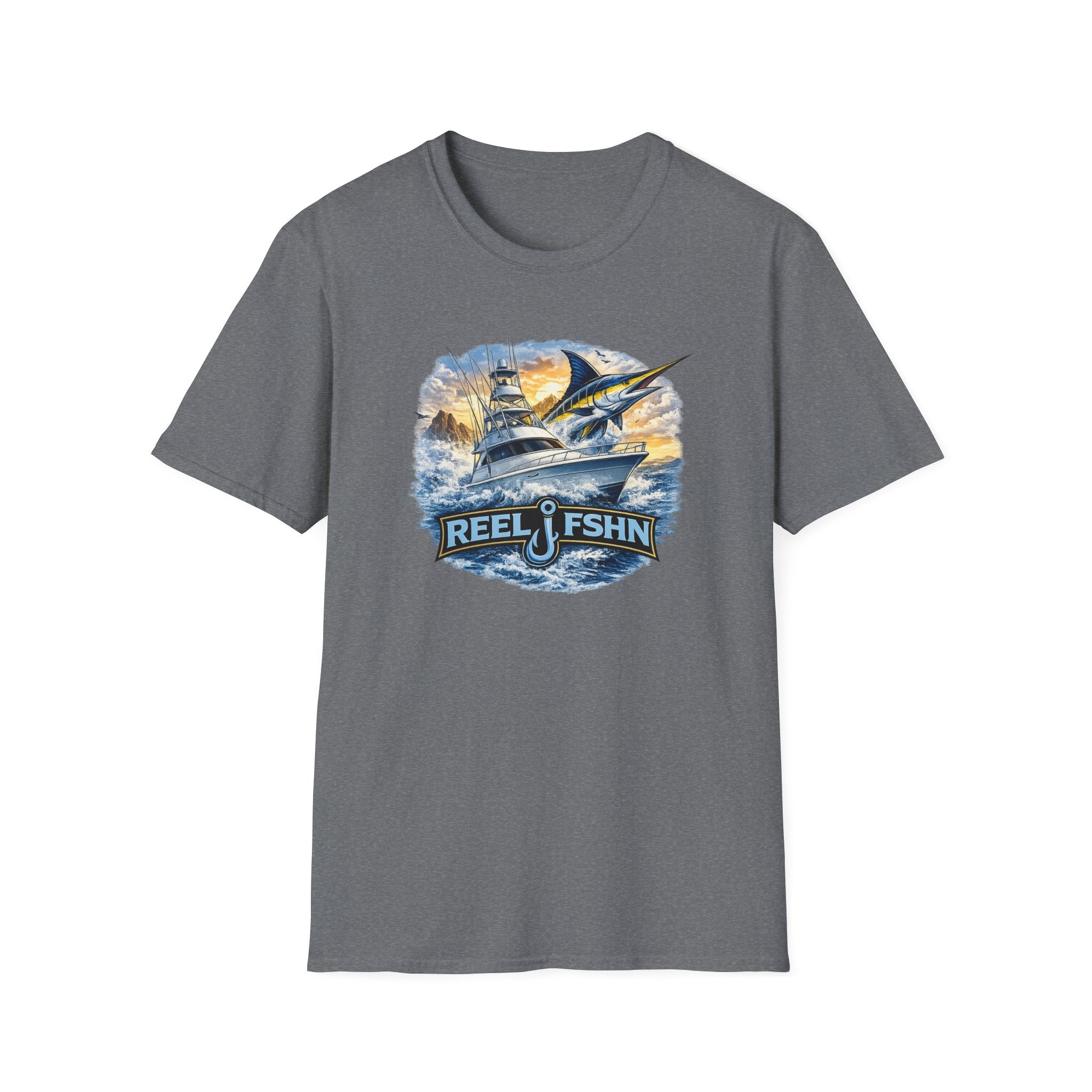 Fishing Boat with Marlin T-Shirt