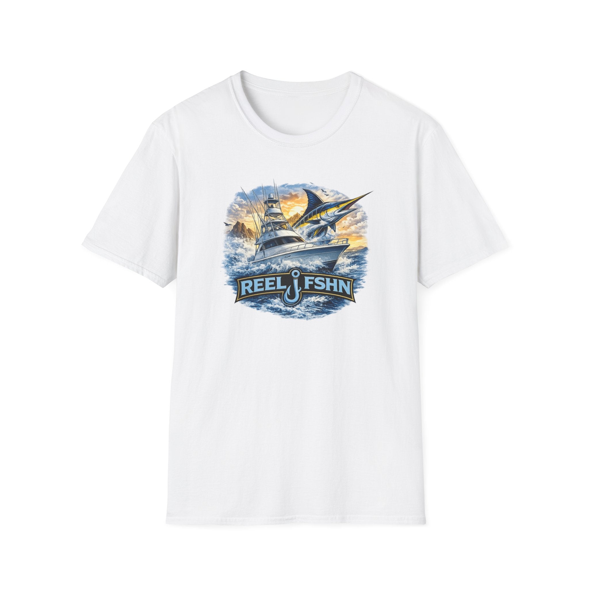 Fishing Boat with Marlin T-Shirt