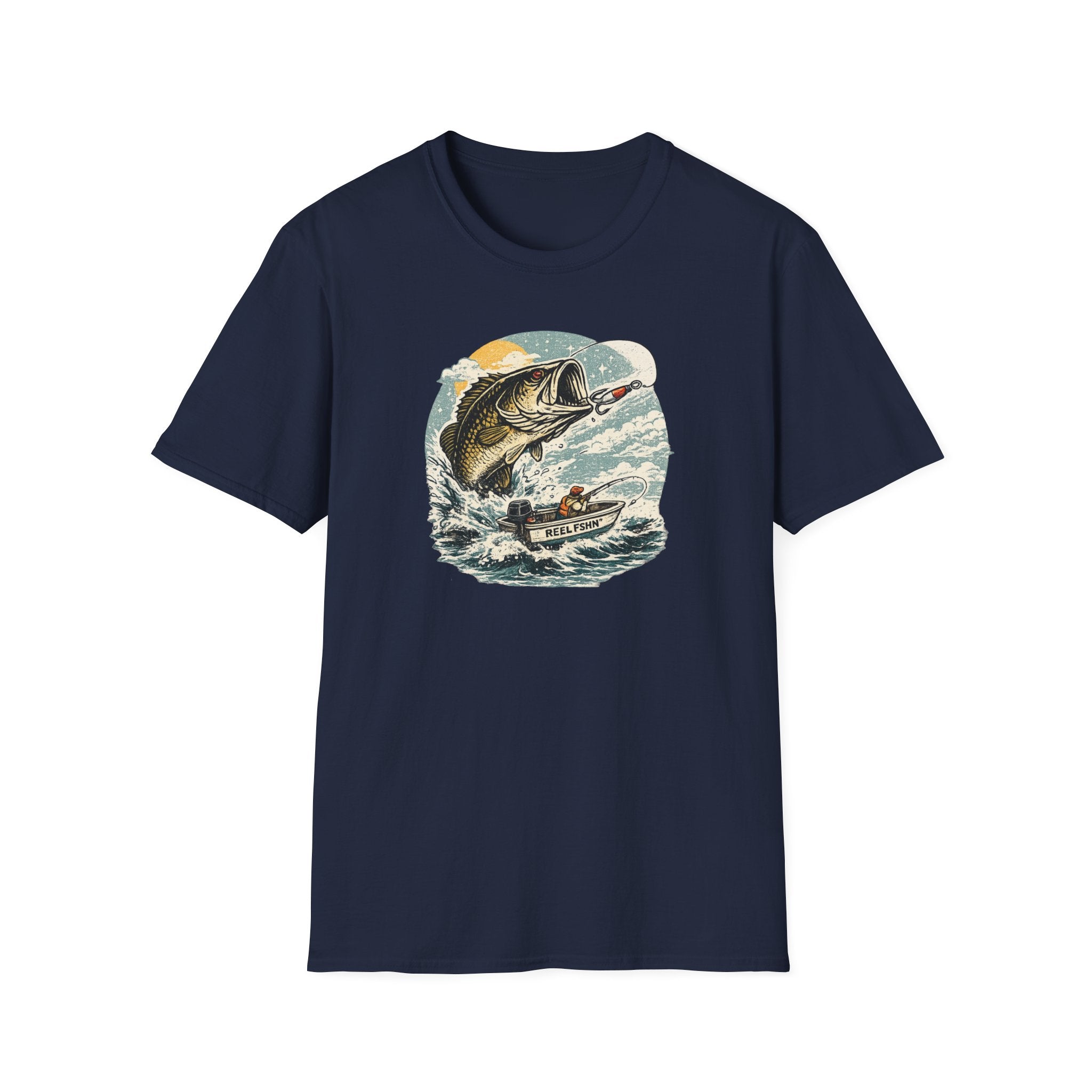 Bass Graphic with Boat T-Shirt