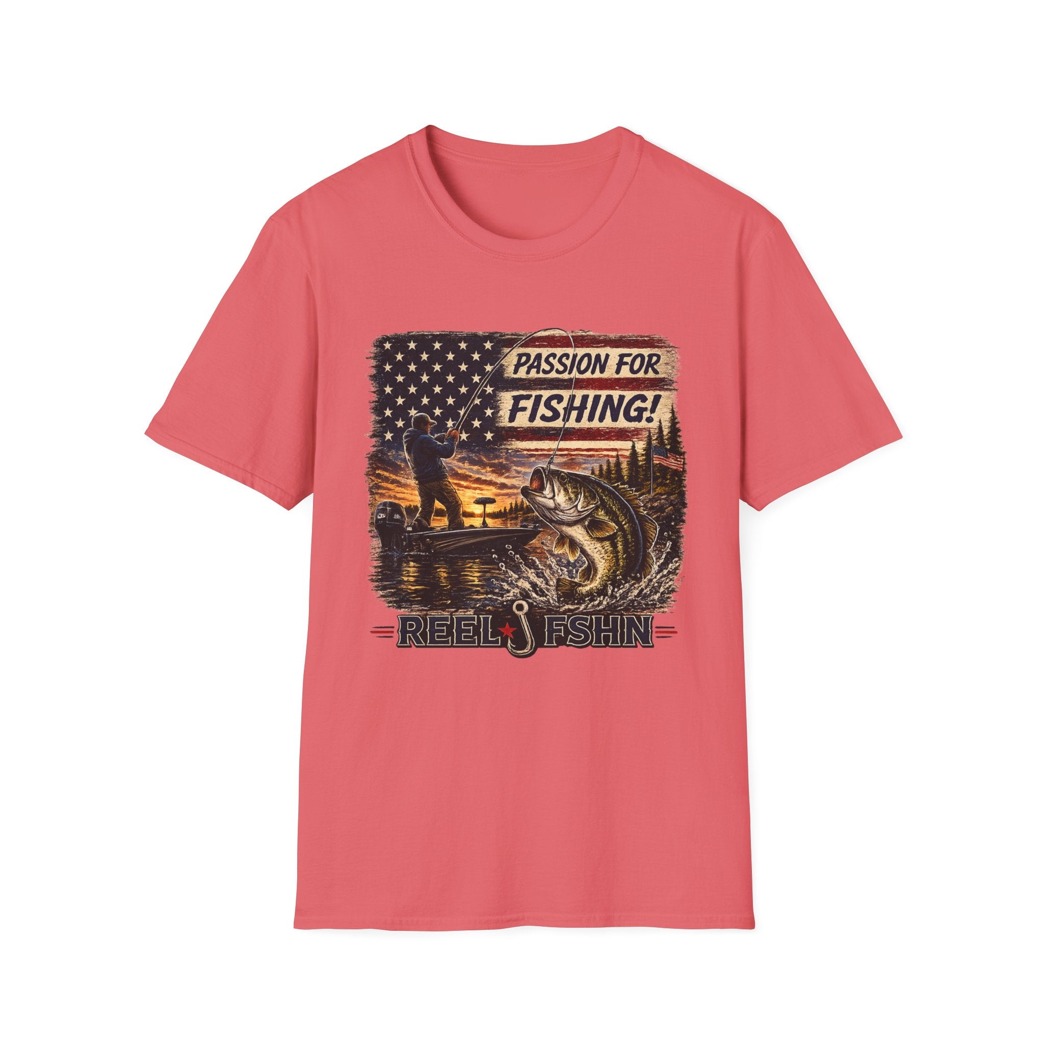 Passion For Fishing Colored Print T-Shirt
